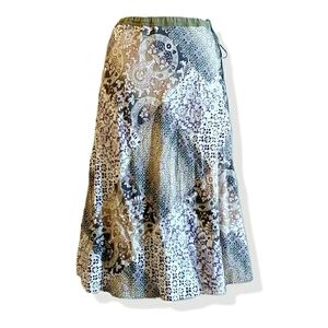 Printed A-line Tea Length Skirt